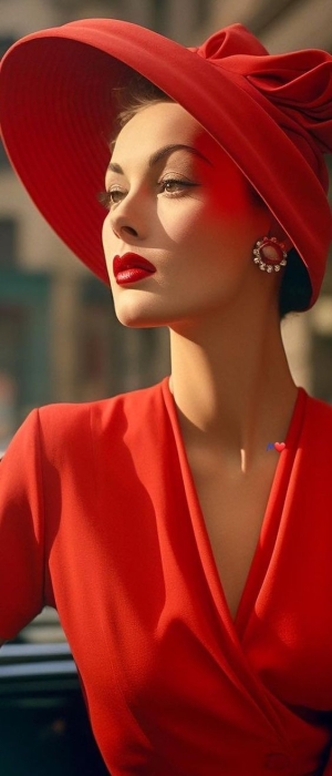 Timeless Elegance: A Lady in Red with a Vintage Flair
