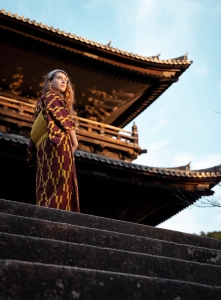 Traditional Elegance: Woman at a Japanese Temple