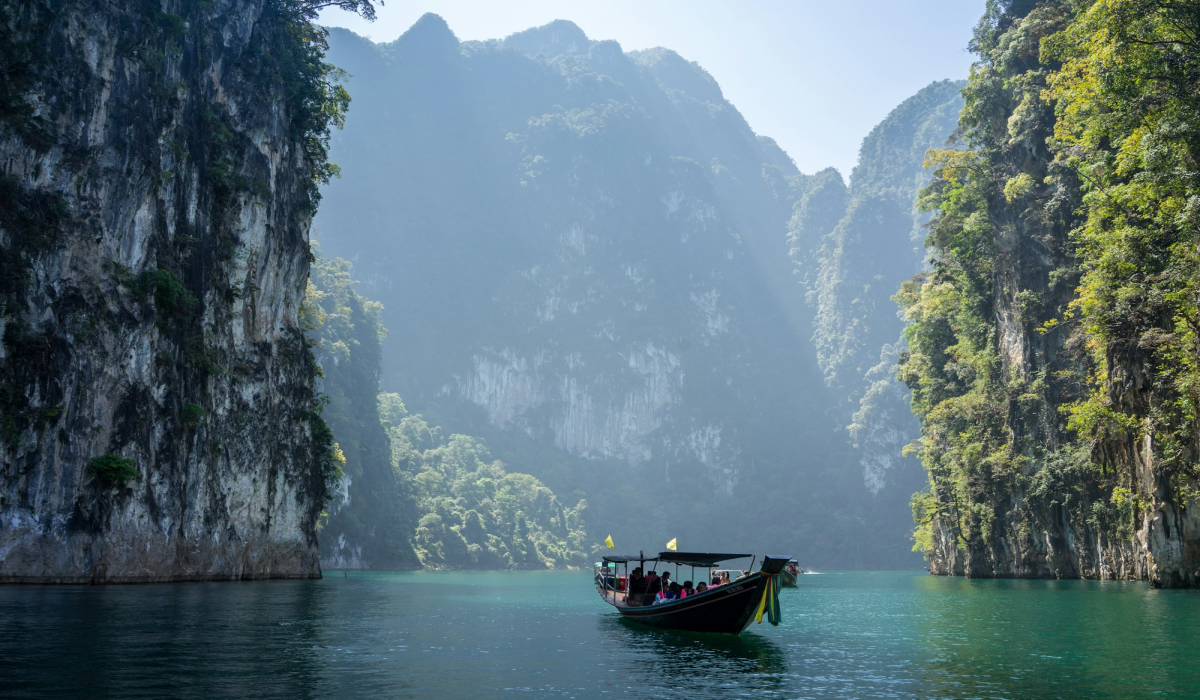 Tranquil Boat Journey in Thailand's Khlong Sok