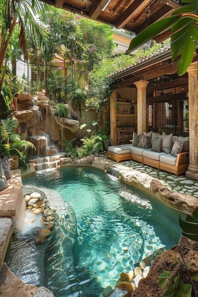 Tropical Indoor-Outdoor Living Space: A Symphony of Nature and Comfort