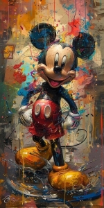 Vibrant Abstract Artwork of the Iconic Mickey Mouse