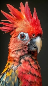 Vibrant Parrot: A Symphony of Red and Orange Feathers