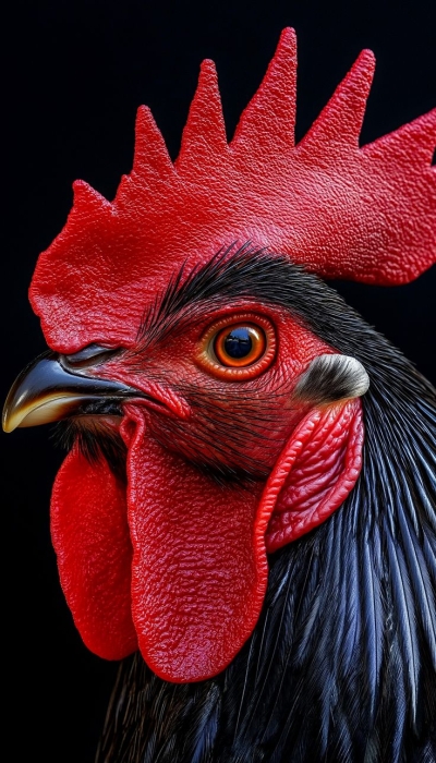 Vibrant Rooster Close-Up: An Exploration of Distinct Poultry Features