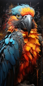 Vibrant Spectacle: A Colorful Parrot's Striking Appearance