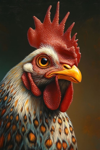 Vivid Portrayal of a Majestic Rooster: A Detailed Look