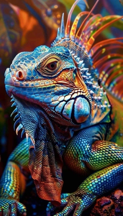Vividly-Colored Frilled Lizard in Its Natural Habitat