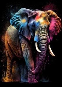 Vividly Colored Stylized Elephant Artwork: A Symphony of Colors